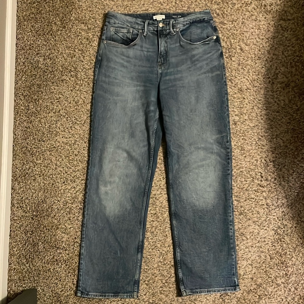 Good American Straight Leg Blue Jeans